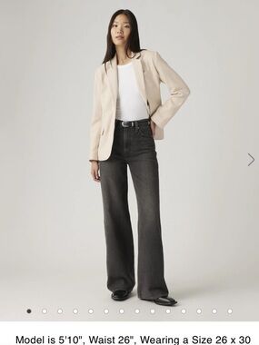 Levi's Premium Ribcage Wide Leg Full Length Jeans In Swipe Up- Black